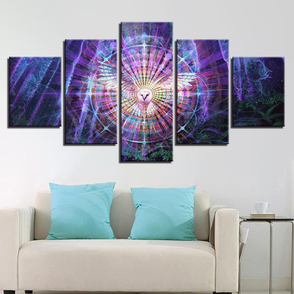 Psychedelic Owl Bird Abstract Animal Canvas Wall Art