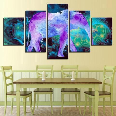 Psychedelic Purple Elephant Abstract Animal Canvas Wall Art