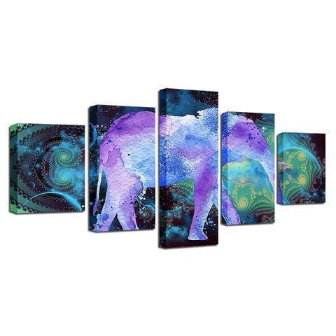 Psychedelic Purple Elephant Abstract Animal Canvas Wall Art