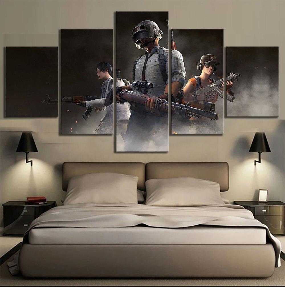 PUBG Characters Weapons Rifle Gaming Canvas Wall Art