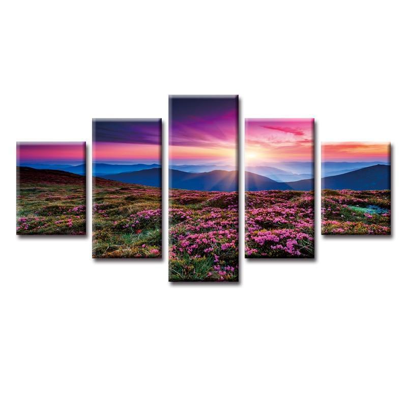 Purple Flower Hill Canvas Wall Art