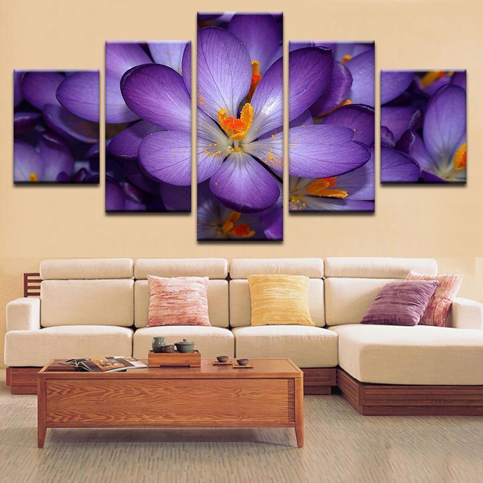 Purple Flowers Nature Canvas Wall Art