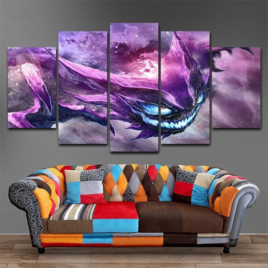 Pokemon Purple Fly Anime Canvas Wall Art