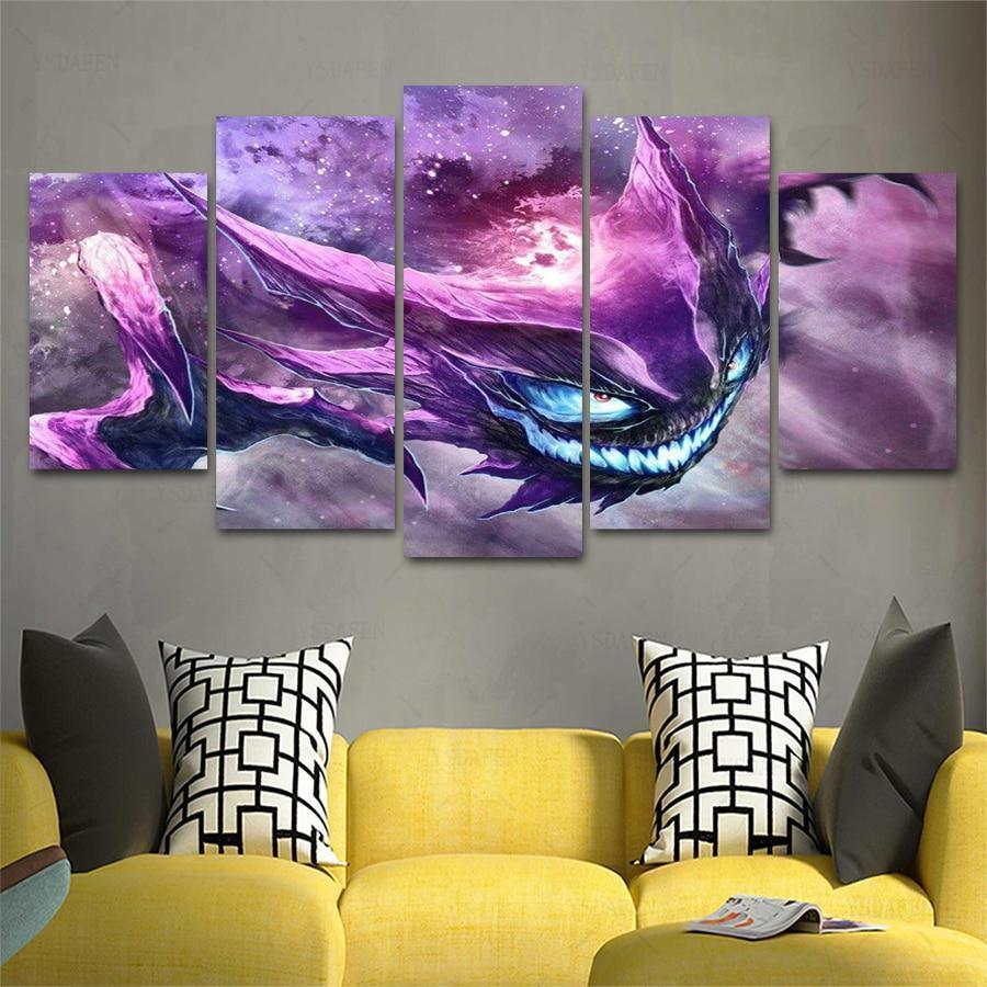 Pokemon Purple Fly Anime Canvas Wall Art