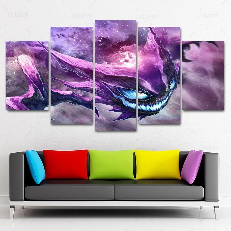 Pokemon Purple Fly Anime Canvas Wall Art