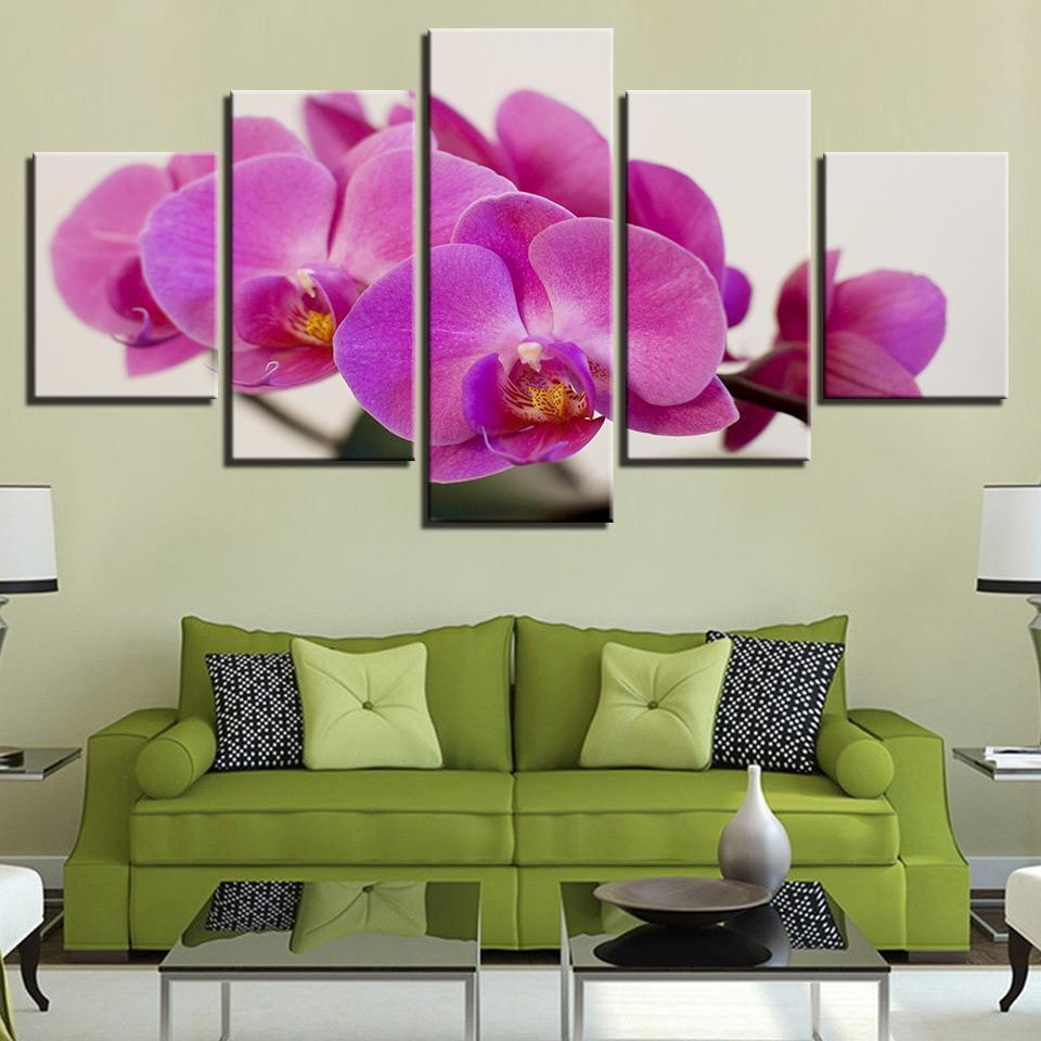 Purple Moth Orchid Flowers Nature Canvas Wall Art