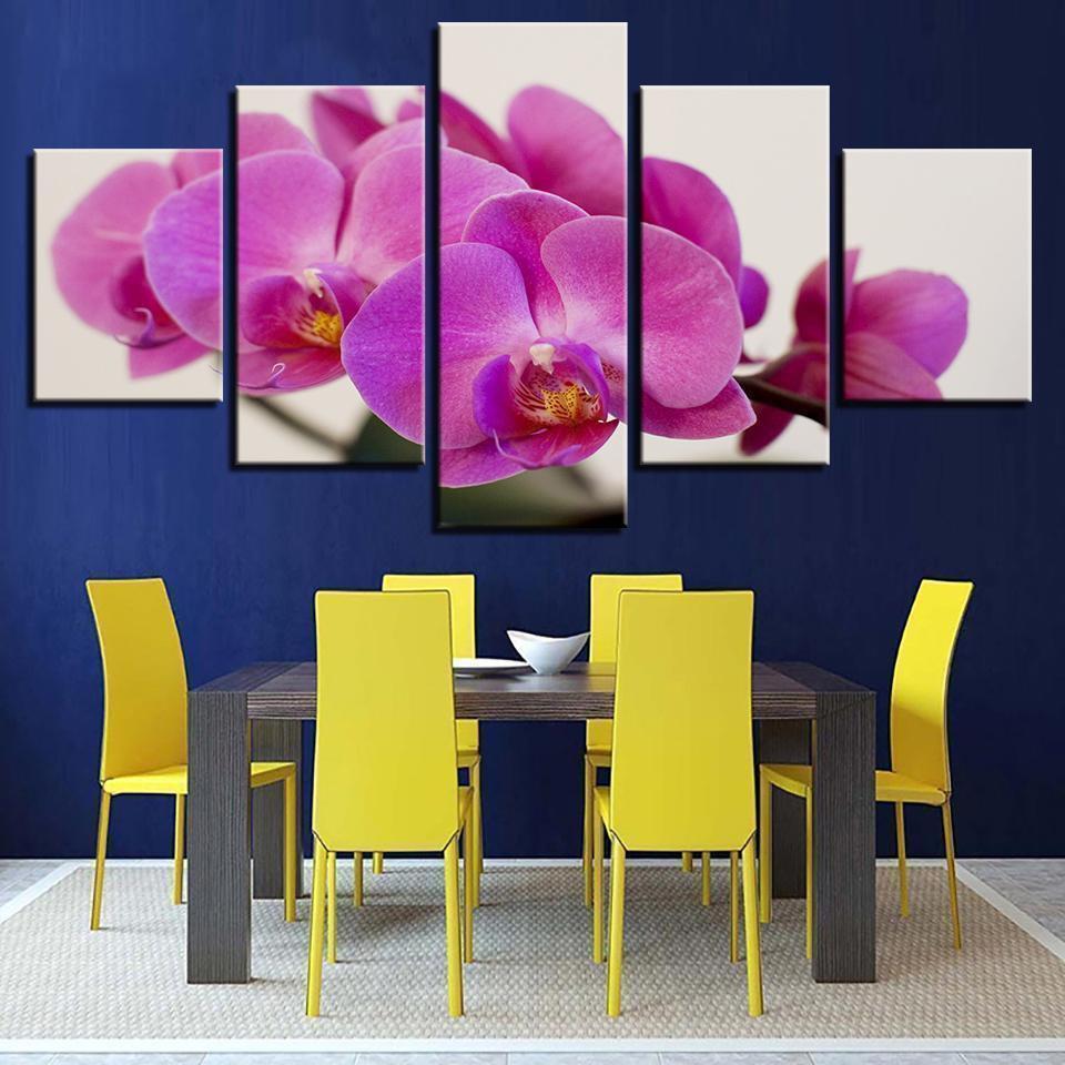 Purple Moth Orchid Flowers Nature Canvas Wall Art