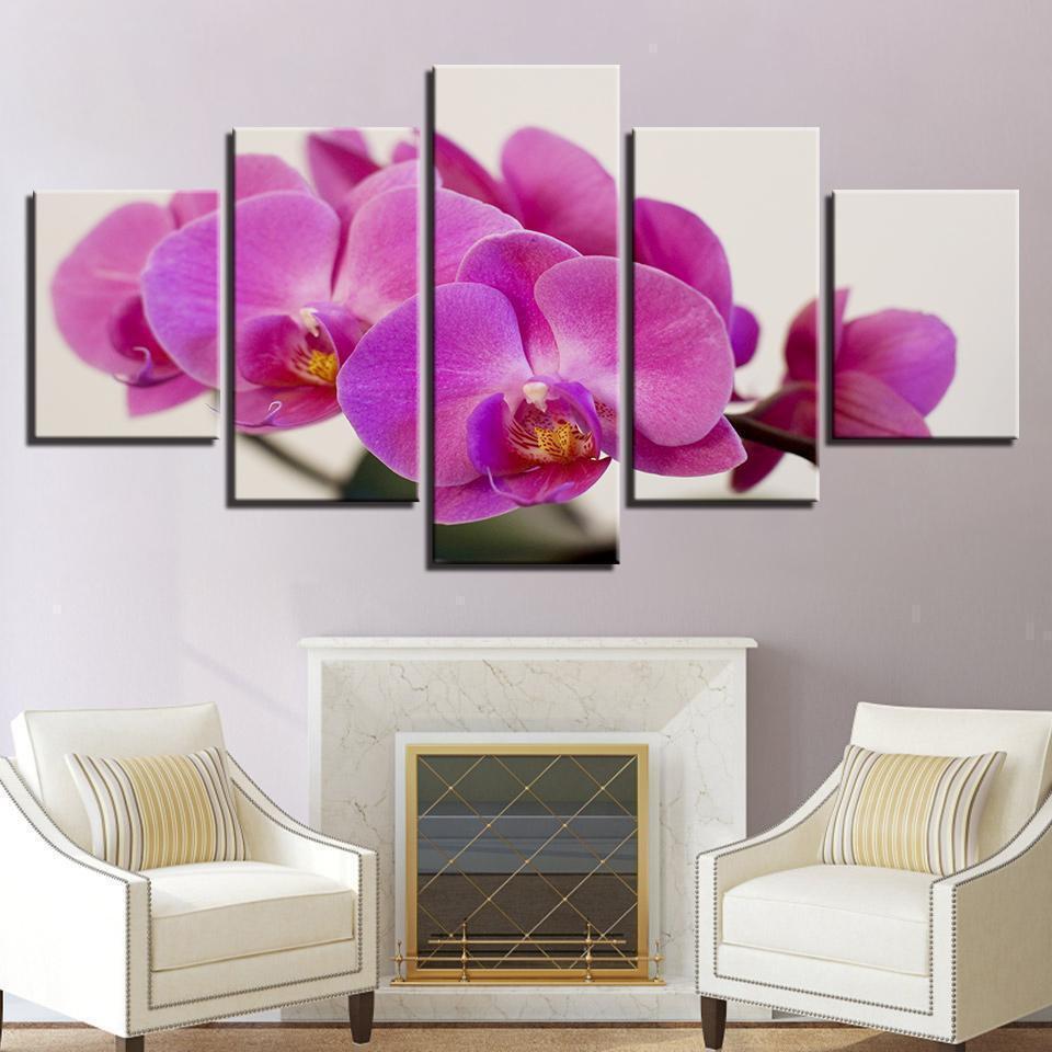 Purple Moth Orchid Flowers Nature Canvas Wall Art