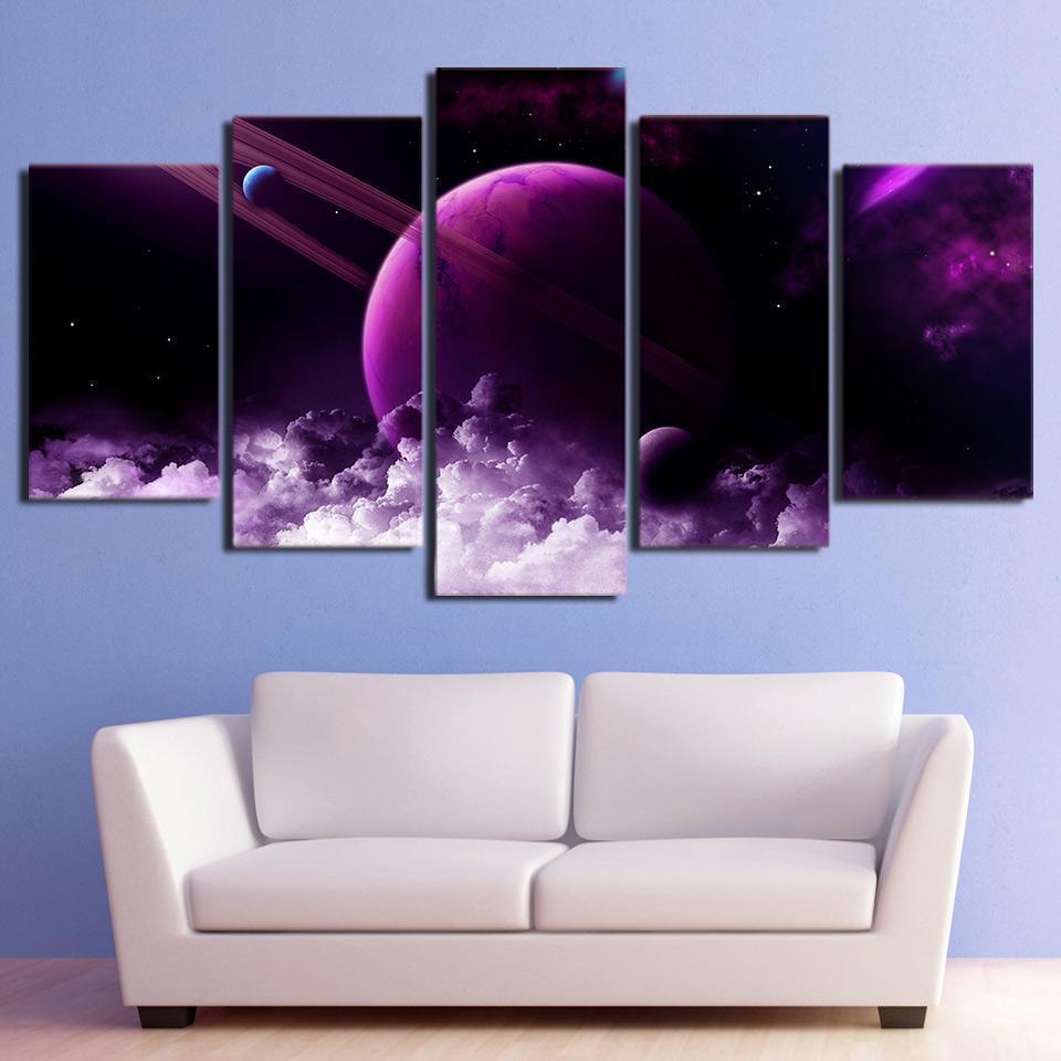 Purple Planet Space Universe Canvas Wall Art