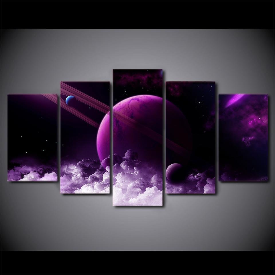 Purple Planet Space Universe Canvas Wall Art