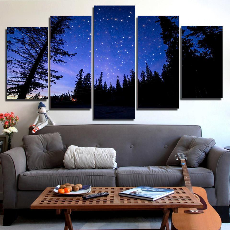 Purple Starry Sky Space Universe Canvas Wall Art