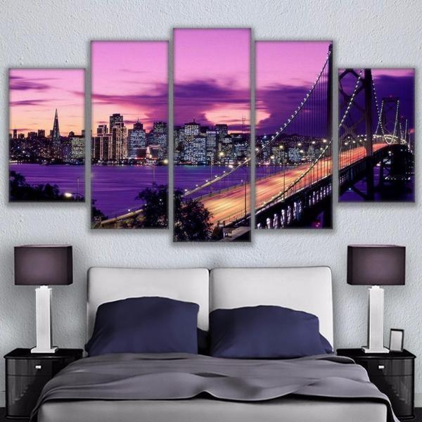 Purple Sunset San Francisco Nature Canvas Wall Art