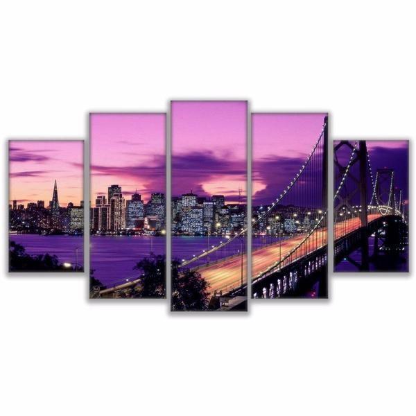Purple Sunset San Francisco Nature Canvas Wall Art