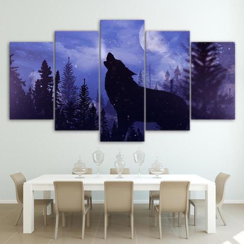 Purple Wolf Animal Canvas Wall Art