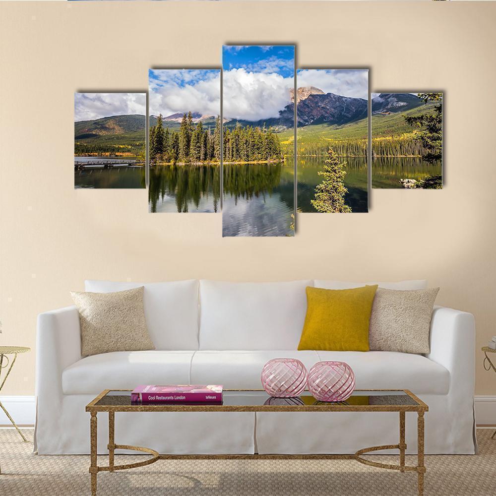 Pyramid Lake In Autumn Morning Nature Canvas Wall Art