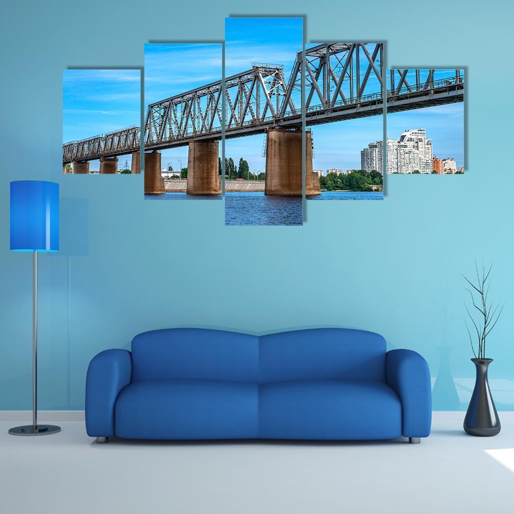 Railway Bridge Over The River Nature Canvas Wall Art