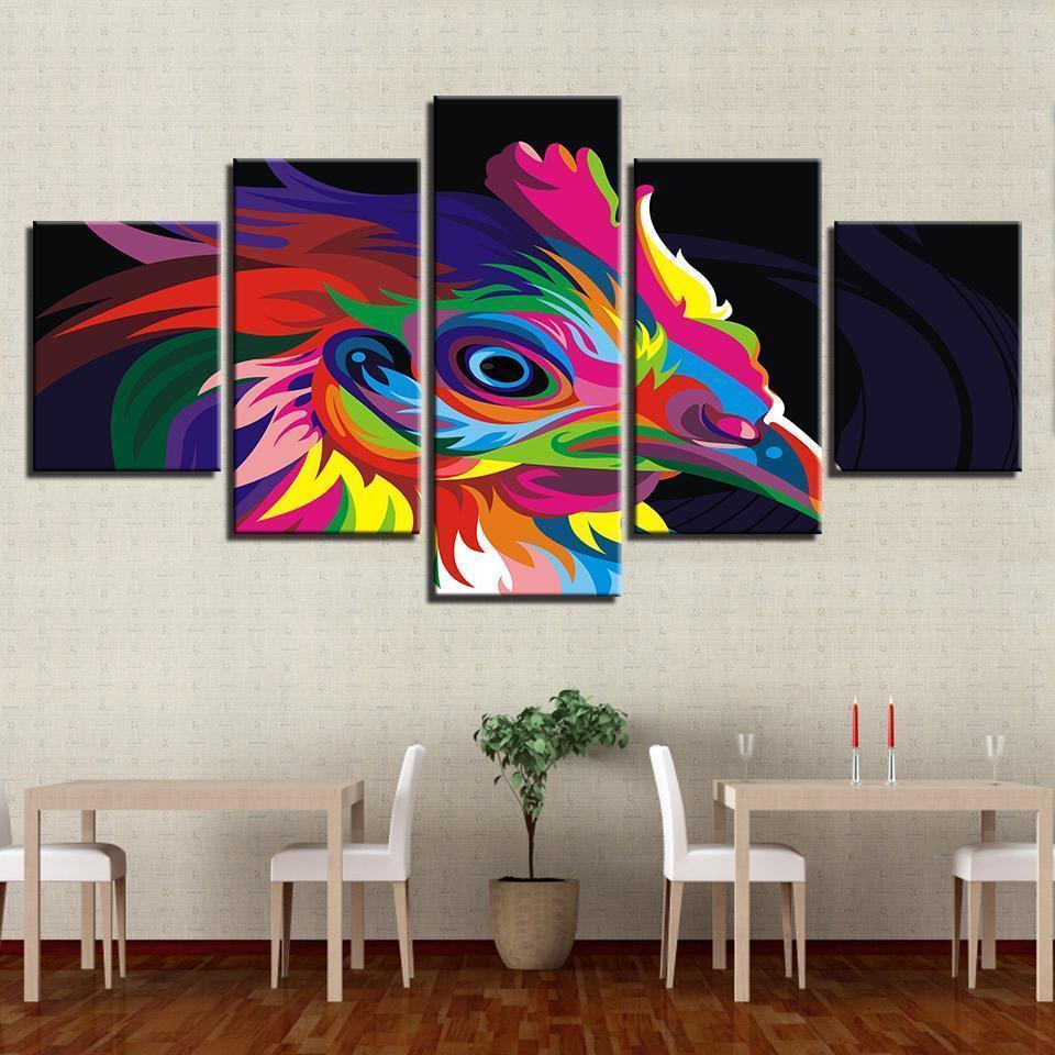 Rainbow Color Bird Chicken Animal Canvas Wall Art