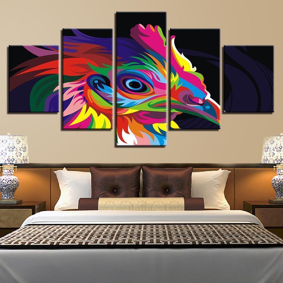Rainbow Color Bird Chicken Animal Canvas Wall Art