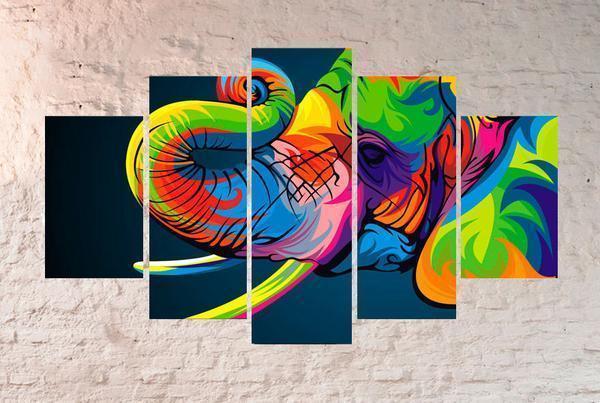 Rainbow Elephant Abstract Animal Canvas Wall Art