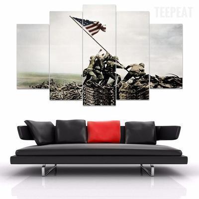 Raising The Flag Iwo Jima Army Canvas Wall Art