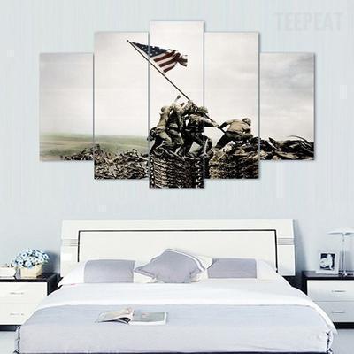 Raising The Flag Iwo Jima Army Canvas Wall Art