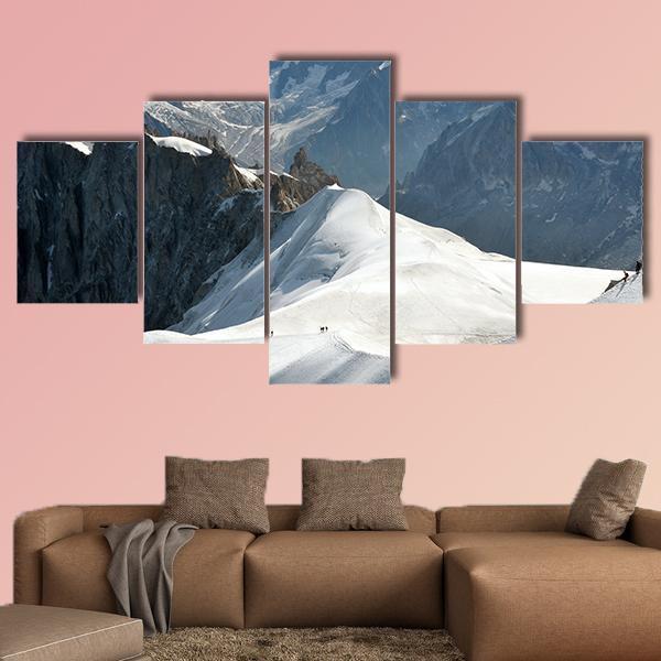 Range Of High Alps And Mountaineers Nature Canvas Wall Art