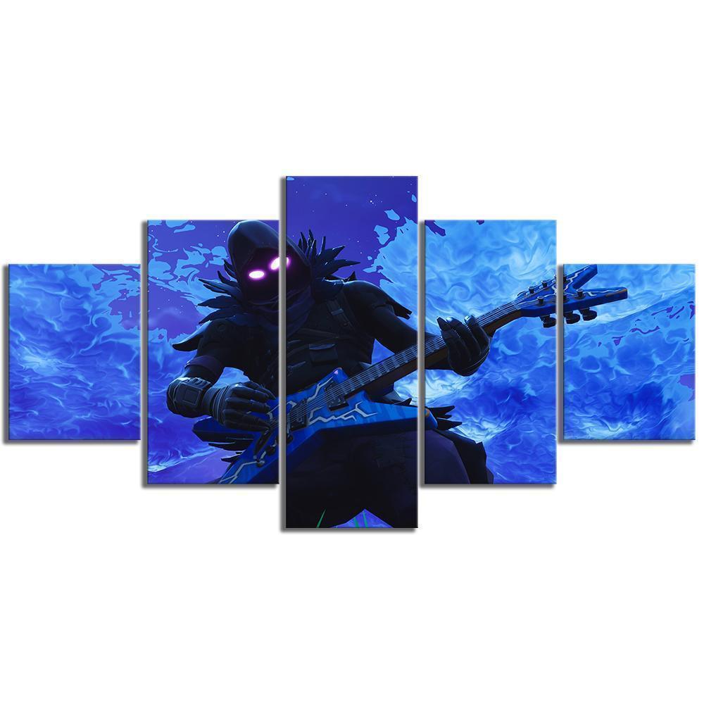 Raven Rock Out Electric Guitar Fortnite Gaming Canvas Wall Art