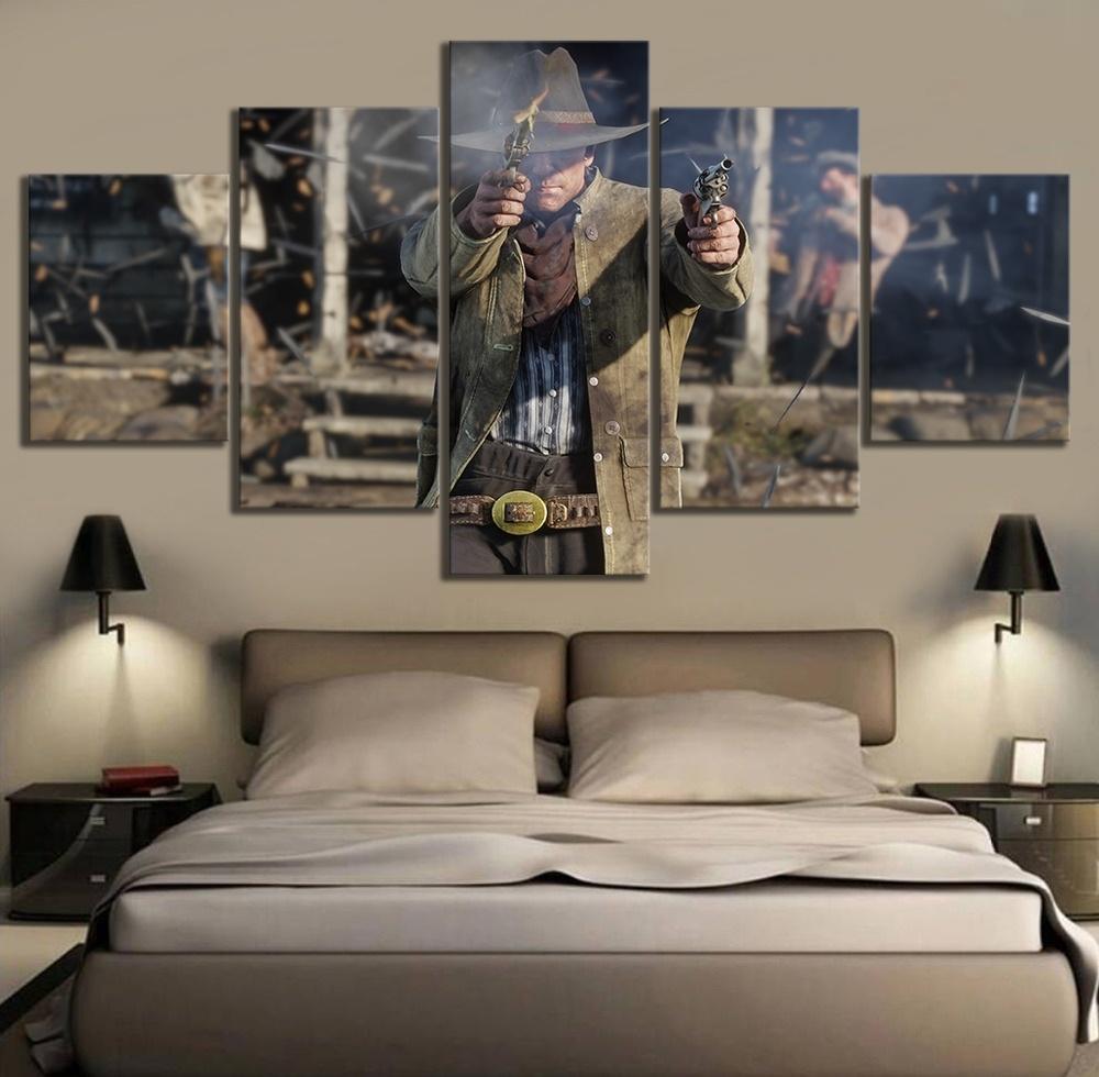 Red Dead Redemption 2 Arthur Morgan Battle Gaming Canvas Wall Art