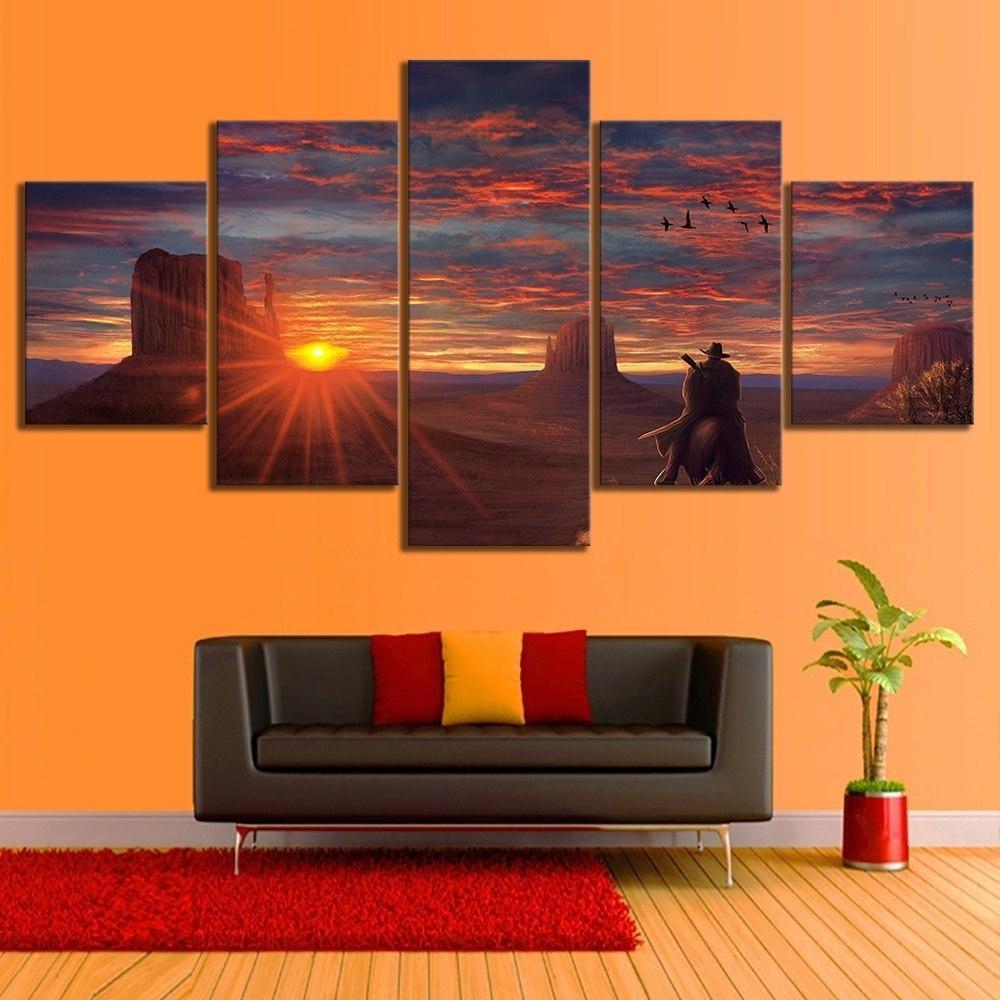 Red Dead Redemption 2 Lonely In The Sunset Gaming Canvas Wall Art