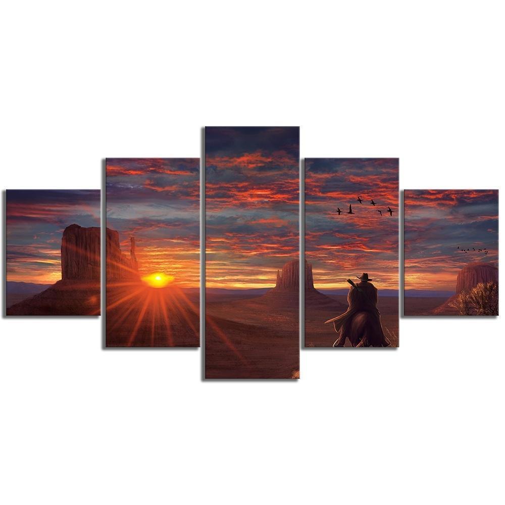 Red Dead Redemption 2 Lonely In The Sunset Gaming Canvas Wall Art