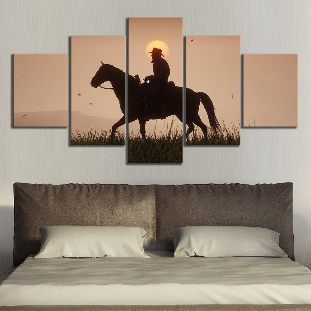 Red Dead Redemption 2 Shadow Of Cowboy Gaming Canvas Wall Art