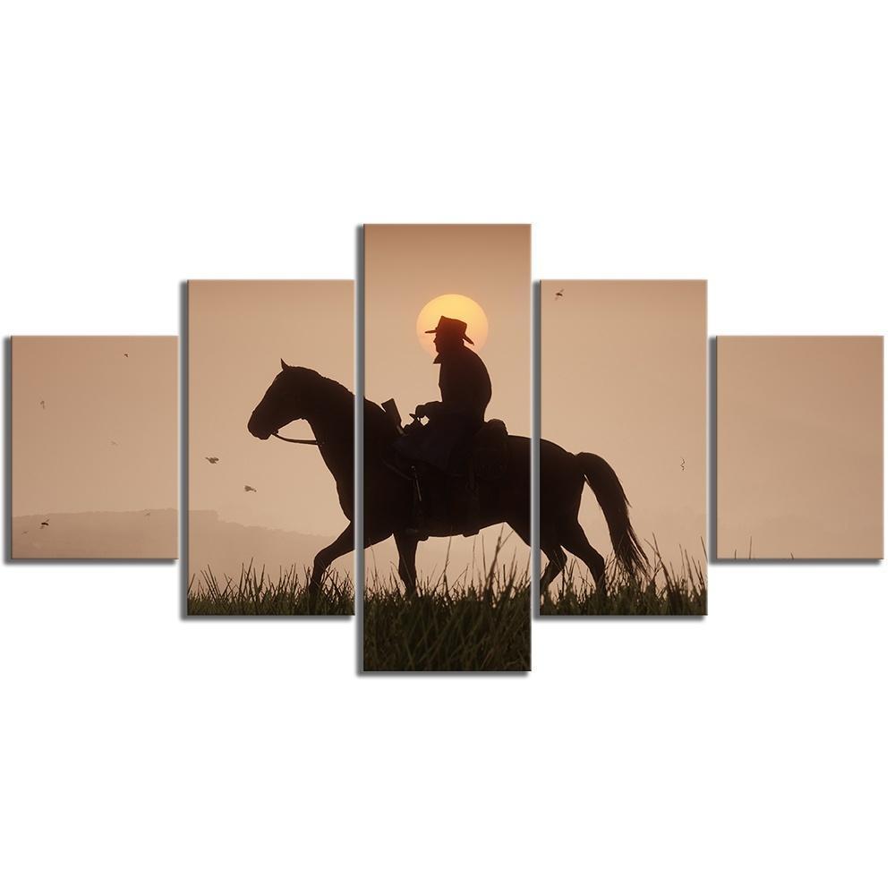 Red Dead Redemption 2 Shadow Of Cowboy Gaming Canvas Wall Art