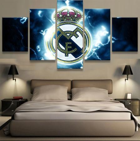 Real Madrid Thunder Logo Soccer Canvas Wall Art