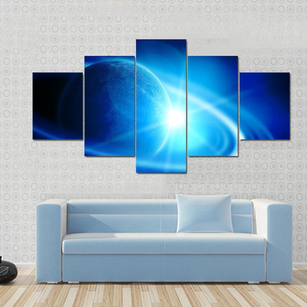 Realistic Saturn In Open Space Space Canvas Wall Art
