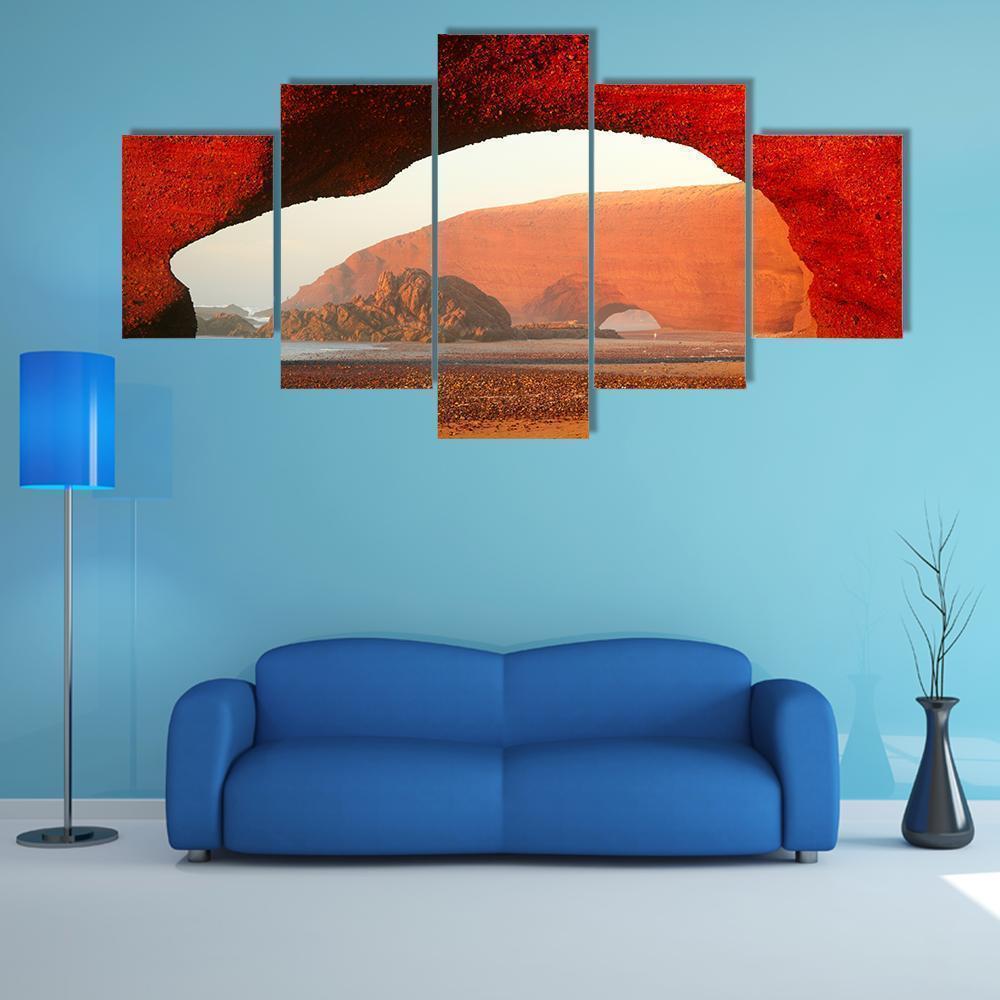 Red Archs On Atlantic Ocean Nature Canvas Wall Art