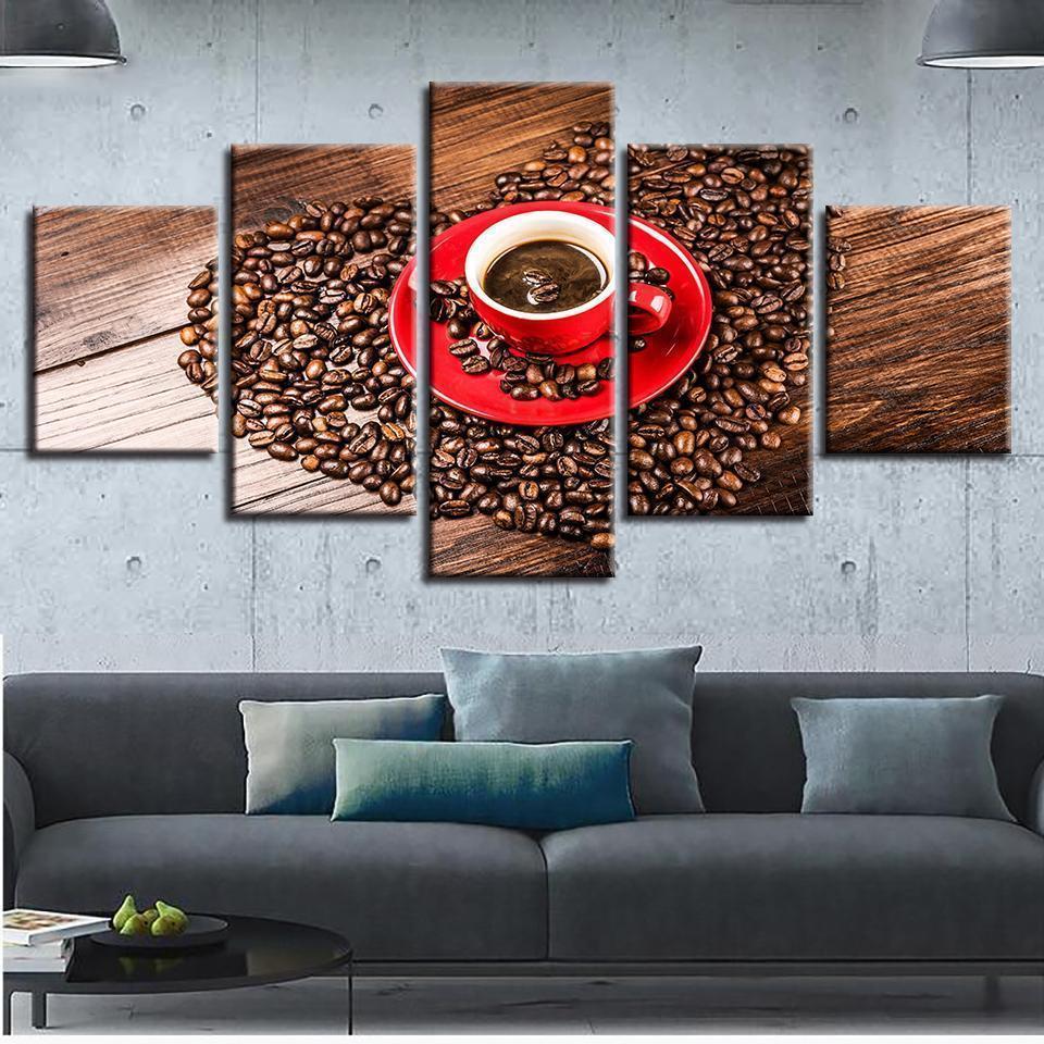 Red Cup Coffee Nature Canvas Wall Art