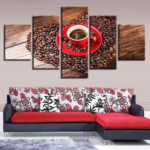 Red Cup Coffee Nature Canvas Wall Art