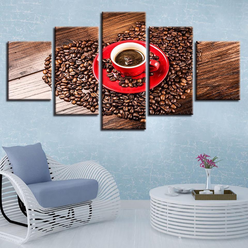 Red Cup Coffee Nature Canvas Wall Art