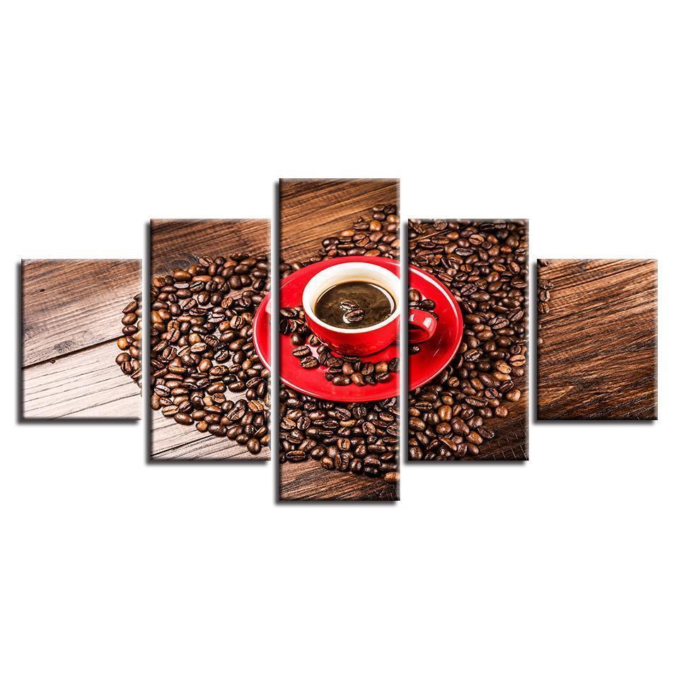 Red Cup Coffee Nature Canvas Wall Art