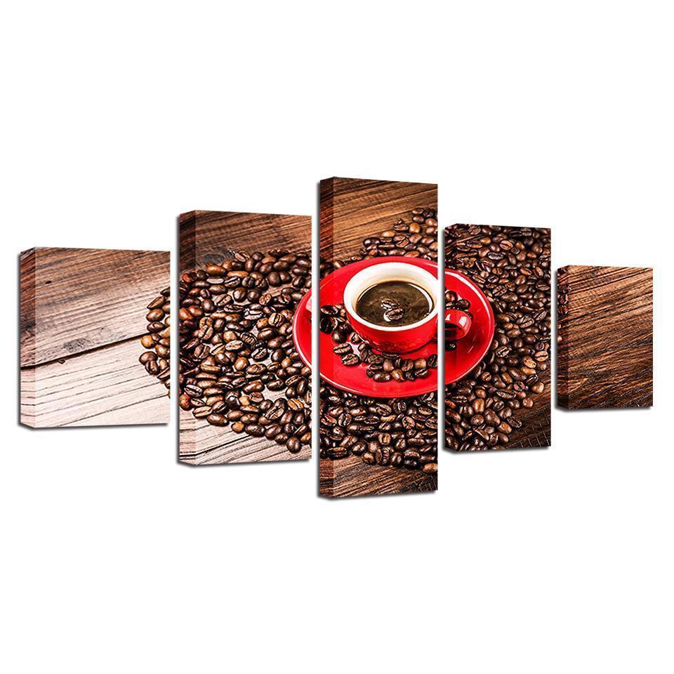 Red Cup Coffee Nature Canvas Wall Art