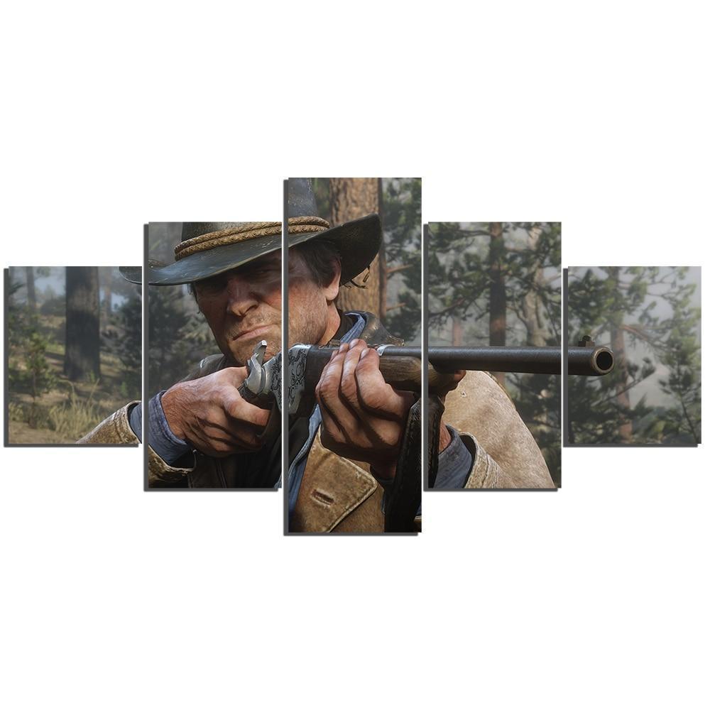 Red Dead Redemption 2 Aiming Scene Gaming Canvas Wall Art