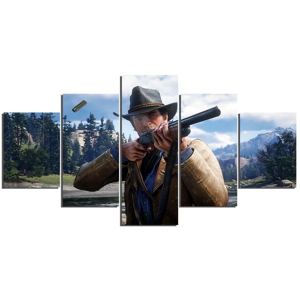 Red Dead Redemption 2 AM With Shotgun Gaming Canvas Wall Art