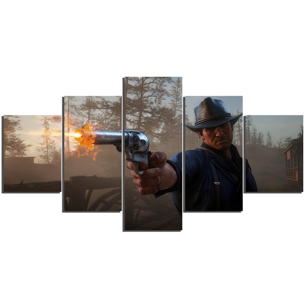 Red Dead Redemption 2 Shooting Scene 1 Gaming Canvas Wall Art