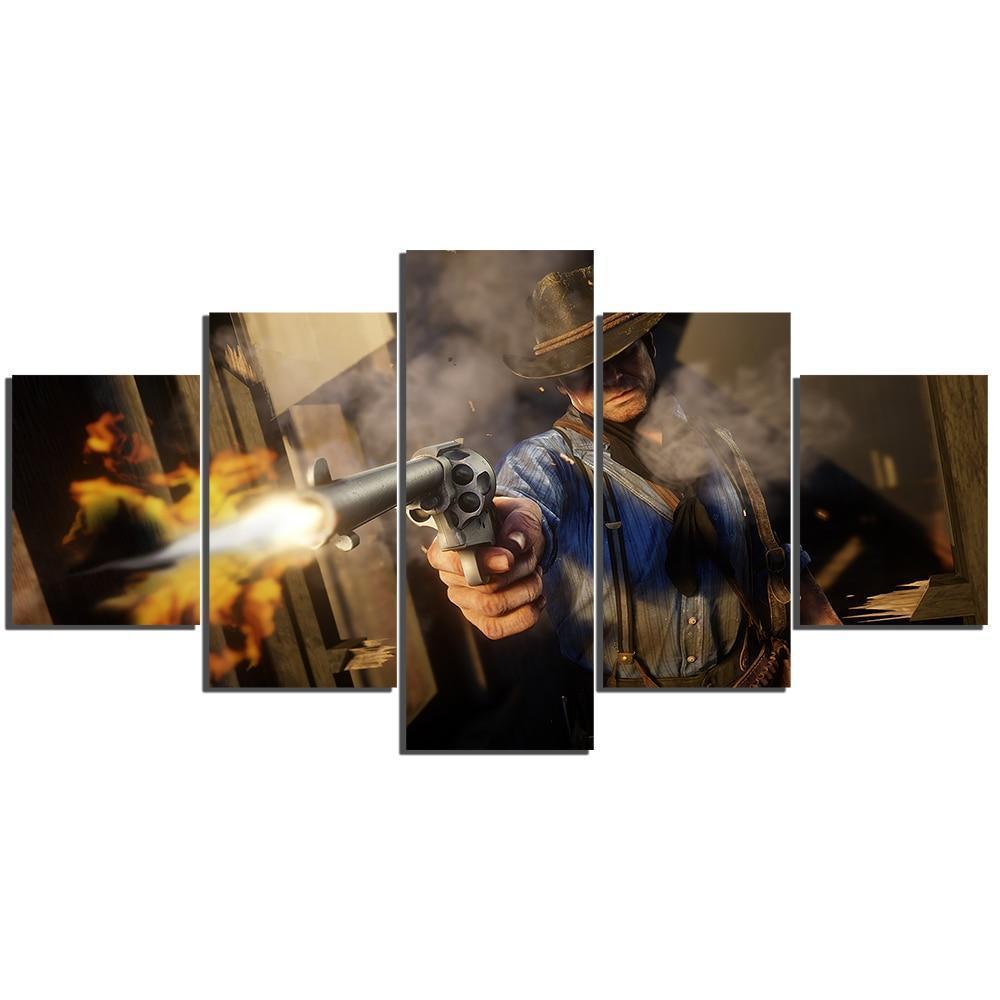 Red Dead Redemption 2 Shooting Scene 2 Gaming Canvas Wall Art