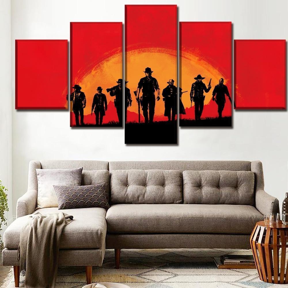 Red Dead Redemption 2 Squad In The Sunset Gaming Canvas Wall Art