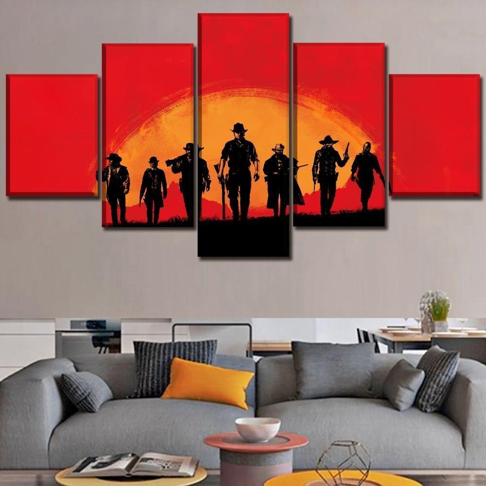 Red Dead Redemption 2 Squad In The Sunset Gaming Canvas Wall Art