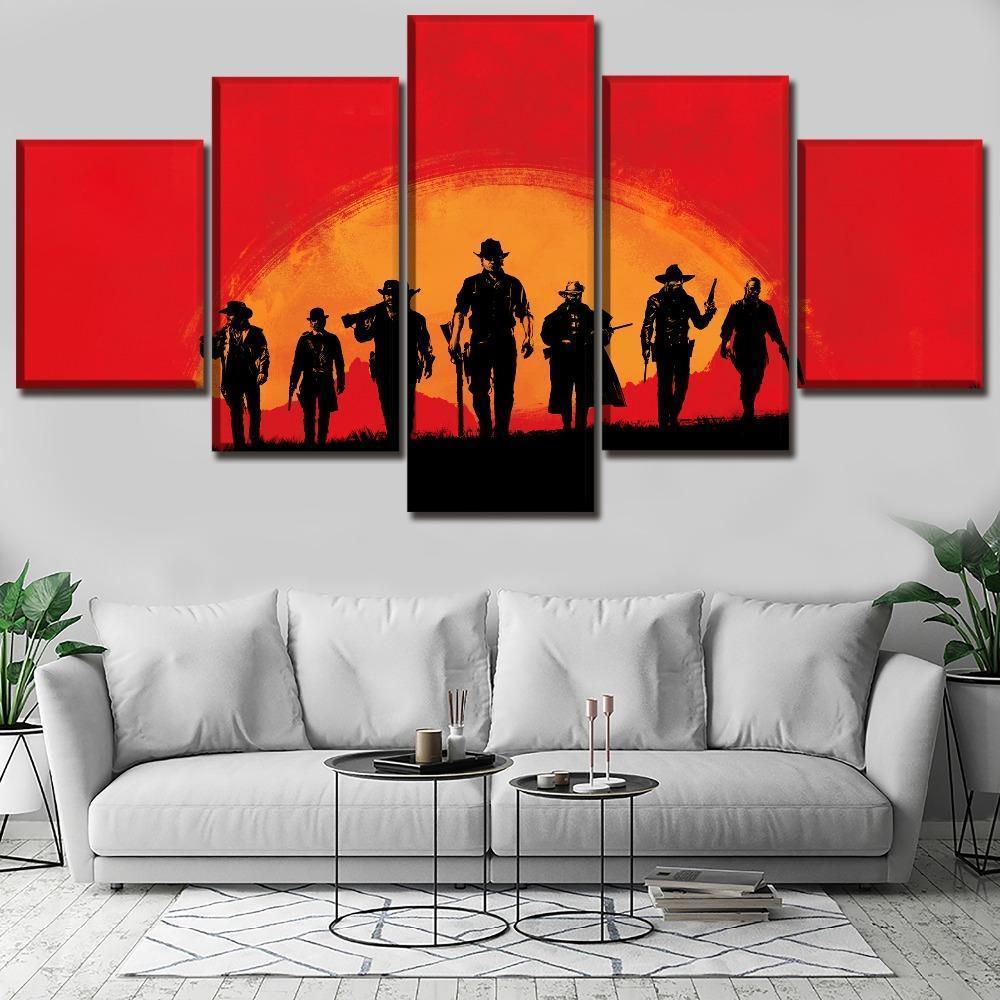 Red Dead Redemption 2 Squad In The Sunset Gaming Canvas Wall Art