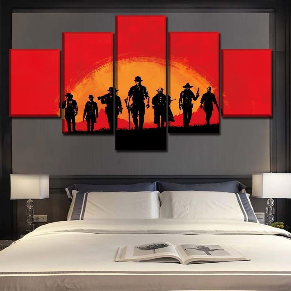 Red Dead Redemption 2 Squad In The Sunset Gaming Canvas Wall Art