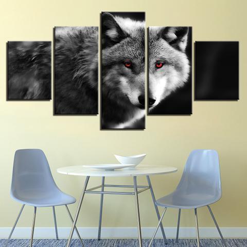Red Eyes Wolf Animal Canvas Wall Art