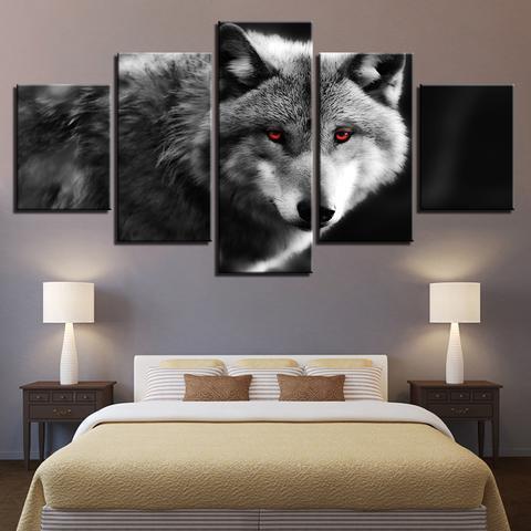 Red Eyes Wolf Animal Canvas Wall Art